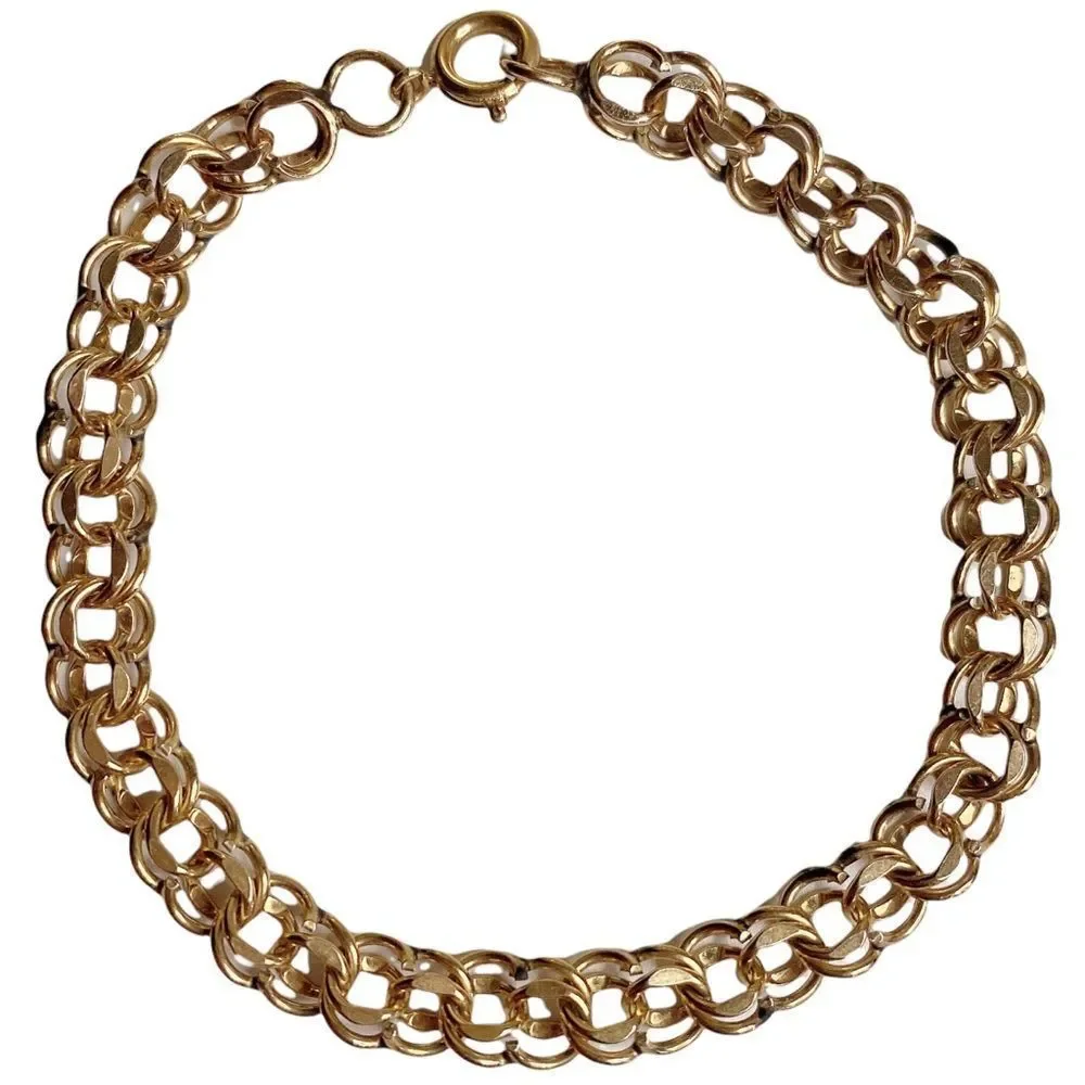 Yellow Gold Filled Double Rollo Great for‎ Charms Link Chain Bracelet